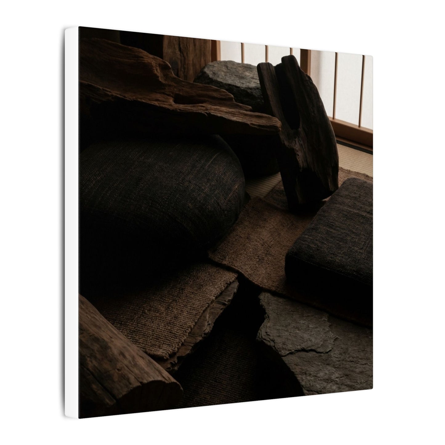 Dark Japandi Shadow Zen Canvas Art