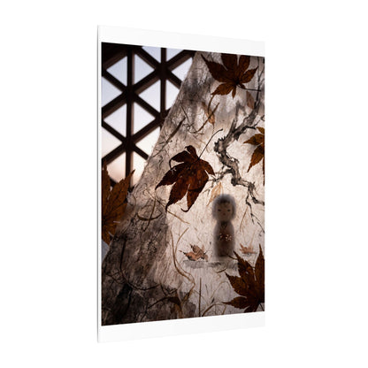 Shoji Screen Autumn Canvas Art | Dark Japandi Atmospheric Design
