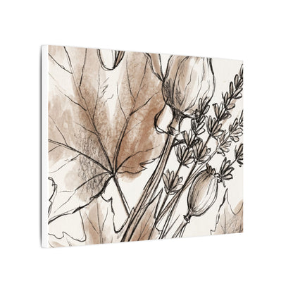 Neutral Dried Flowers Canvas Art - Minimal Line Japandi