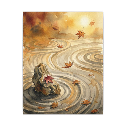 Autumn Rock Garden Watercolor Canvas Art | Neutral Decor