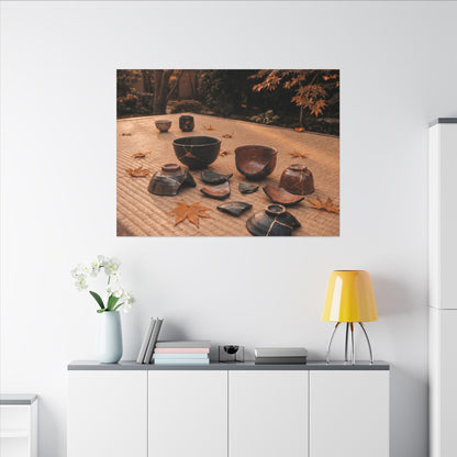 Golden Hour Tea Ceremony Canvas Art - Kintsugi Shibui