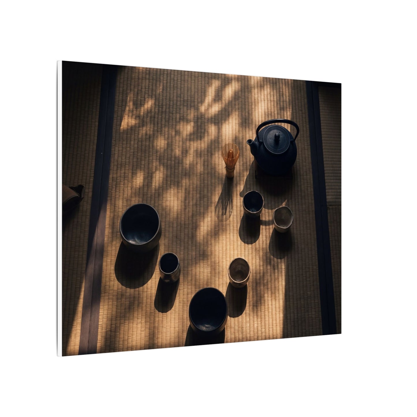 Shibui Tea Ceremony Canvas Art - Dark Japandi Shadow Zen