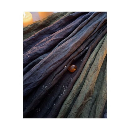Dark Japandi Silk Drape in Candlelight | Shadow Zen Wall Art Print
