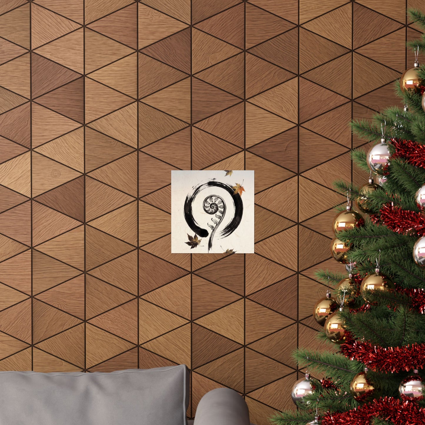 Autumn Fern Unfurling Enso Wall Art Print | Peaceful Decor