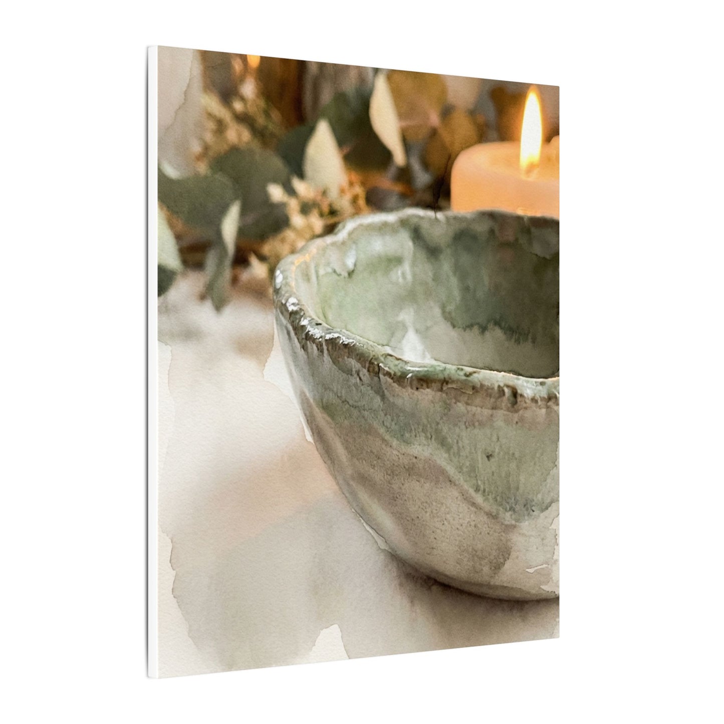 Ceramic Bowl Canvas Art | Summer Japandi Watercolor Art