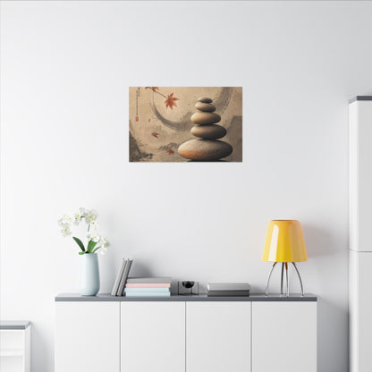 Japandi River Stones in Candlelight | Japanese Pattern Canvas Art