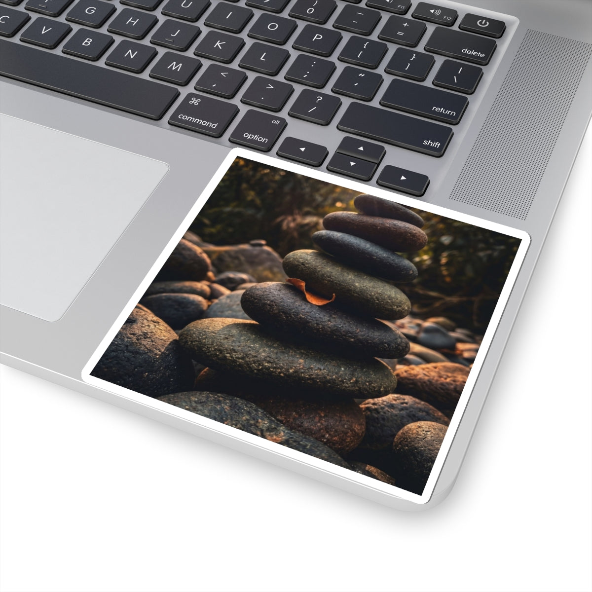 River Stones Moody Minimal Sticker | Luxurious Dark Japandi Art