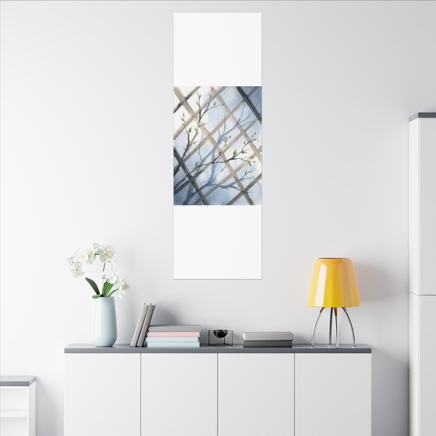 Shoji Screen Canvas Art | Spring Japandi Watercolor Art