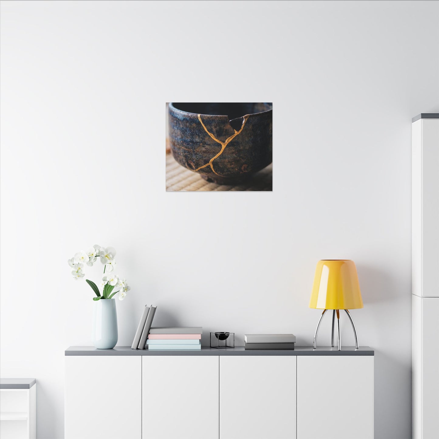 Tea Ceremony Autumn Canvas Art | Kintsugi Healing Design