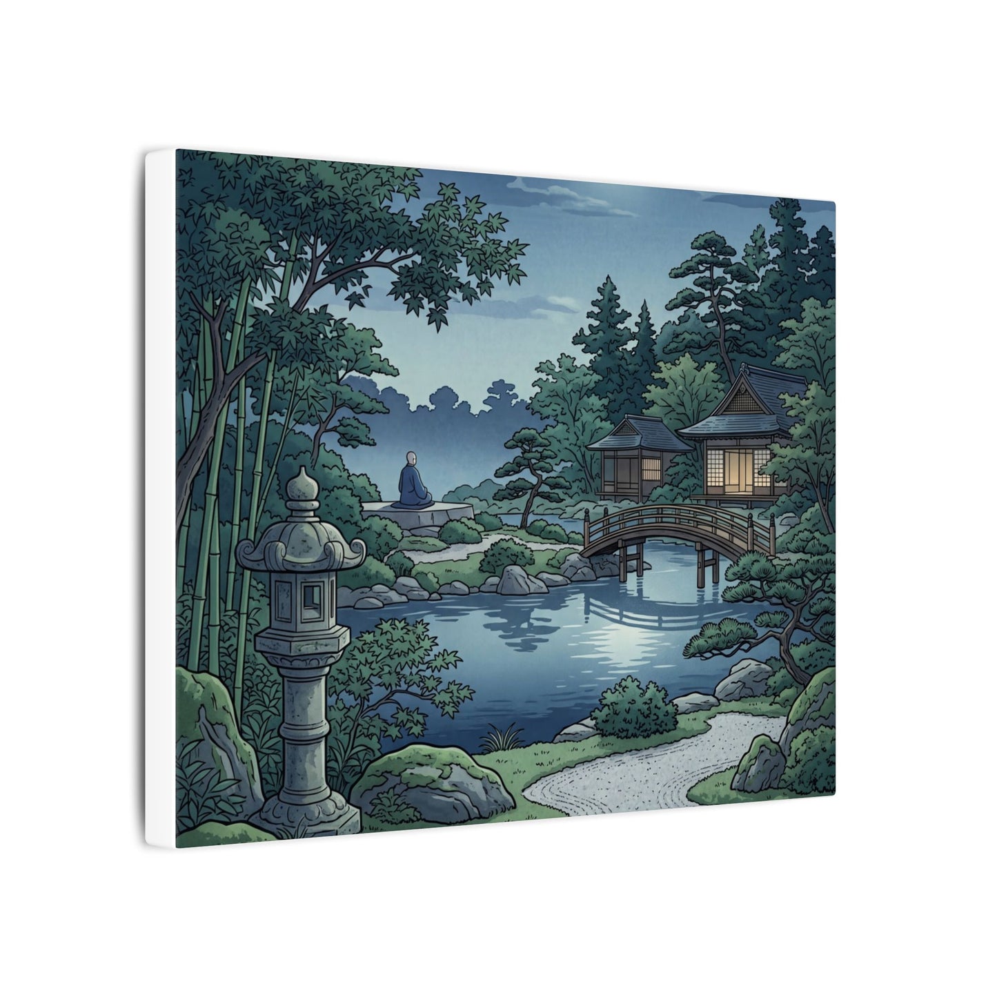 Summer Moonlit Garden Ukiyo E Inspired Canvas Art | Serene Decor