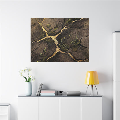 Spring Cracked Earth Charcoal Ink Canvas Art | Luxurious Decor