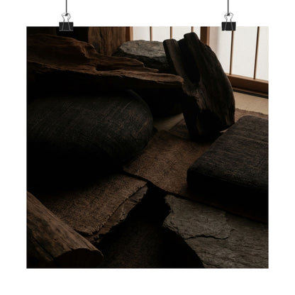Dark Japandi Shadow Zen Wall Art Print Art Print