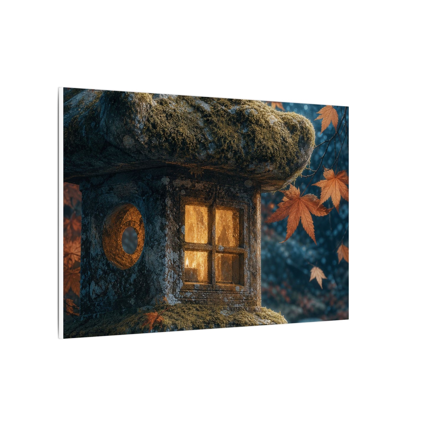 Autumn Stone Lantern Forest Whimsy Canvas Art | Earthy Decor