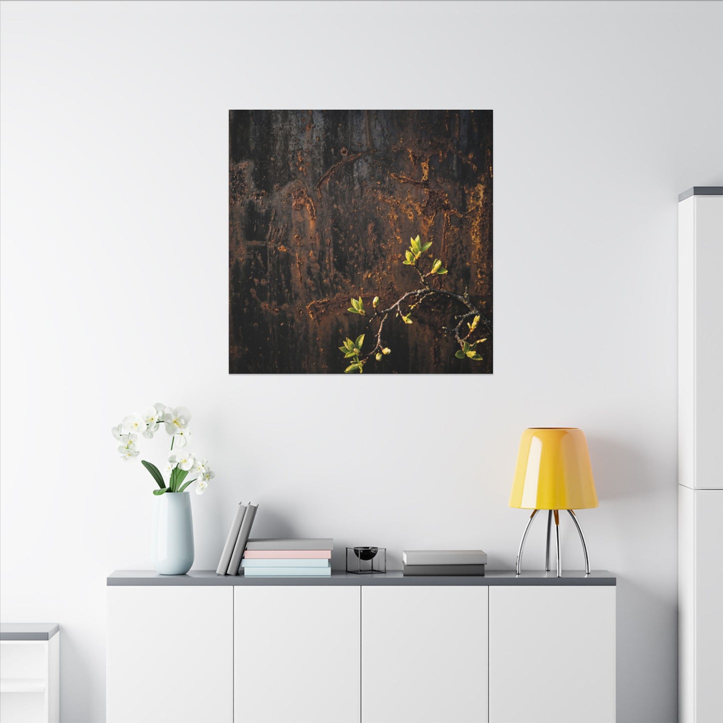 Golden Hour Rust Patina Canvas Art - Dark Japandi Fukinsei