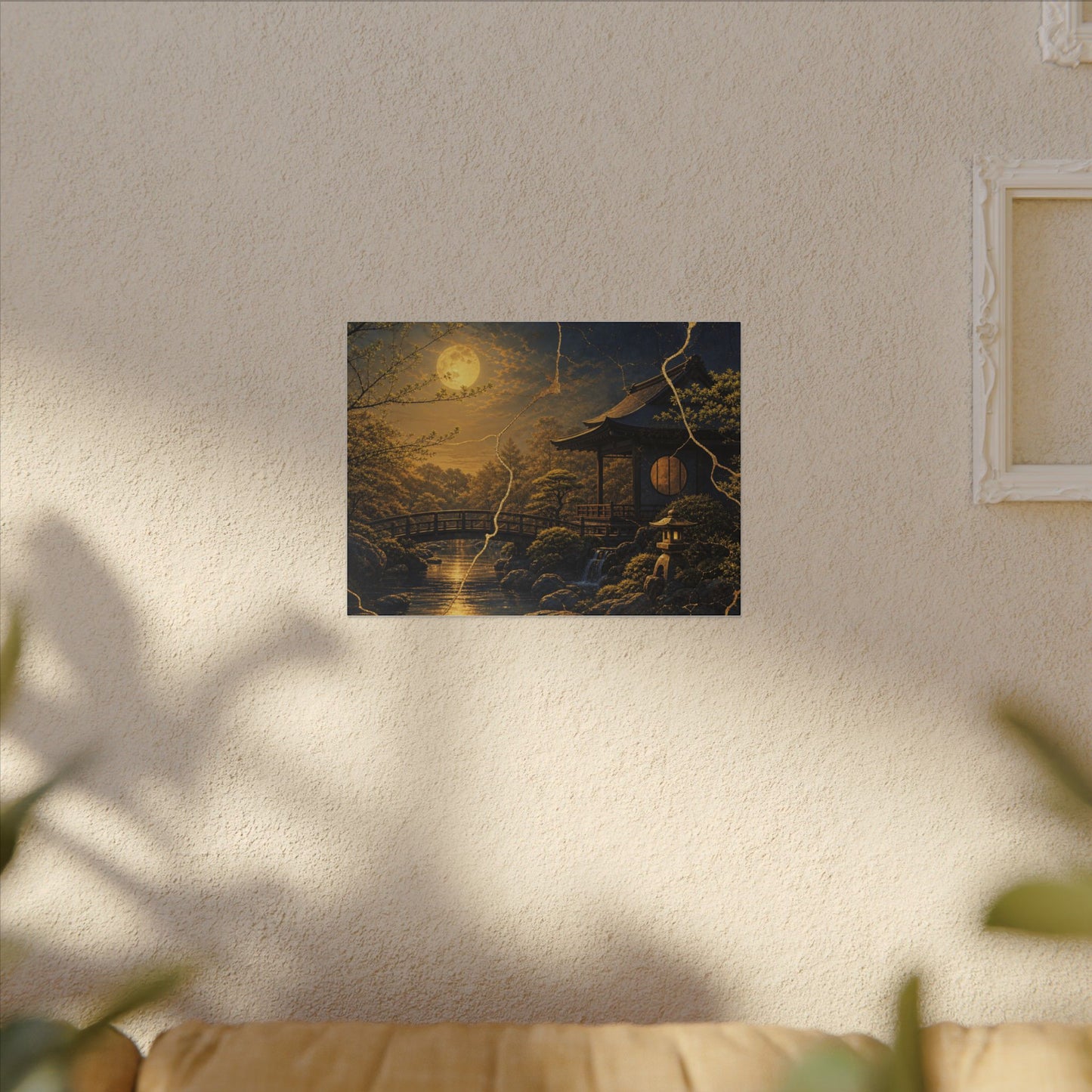 Spring Moonlit Garden Gold Vein Canvas Art | Resilient Decor