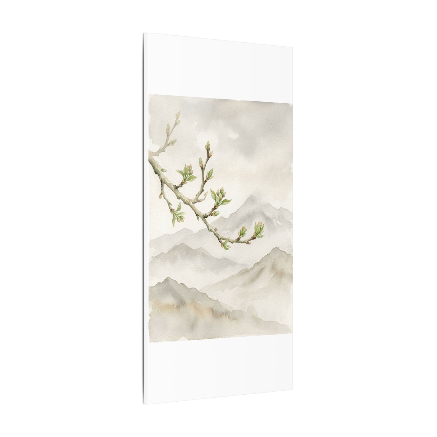 Spring Mountain Mist Watercolor Canvas Art | Cozy Decor