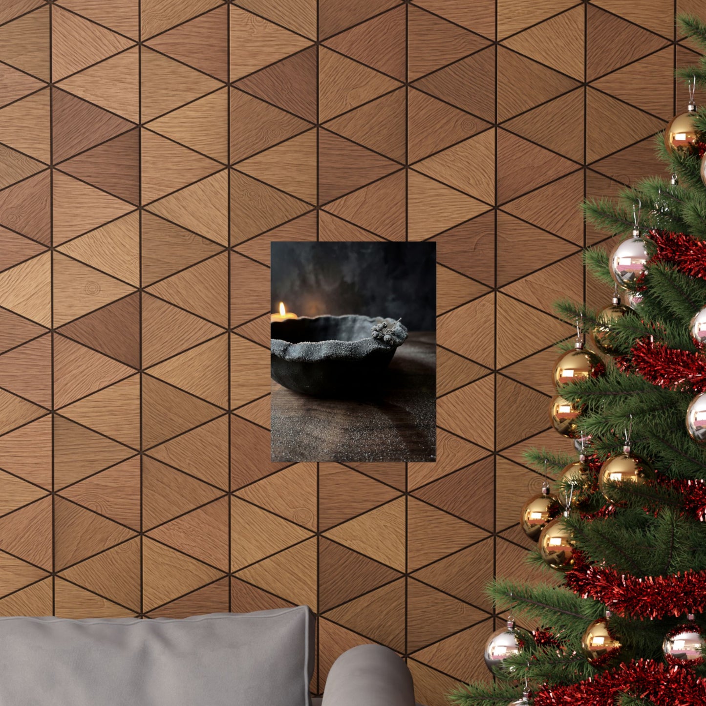 Luxurious Ceramic Bowl Wall Art Print - Shadow Zen Dark Japandi