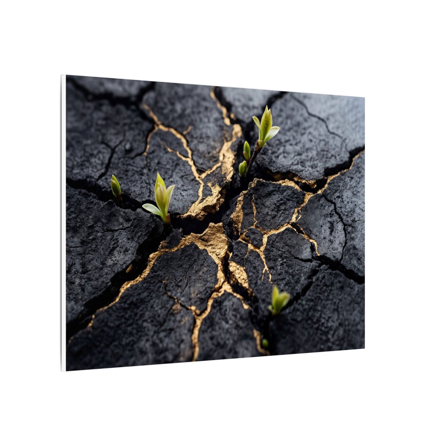 Ma Cracked Earth Canvas Art - Dark Japandi Charcoal Ink