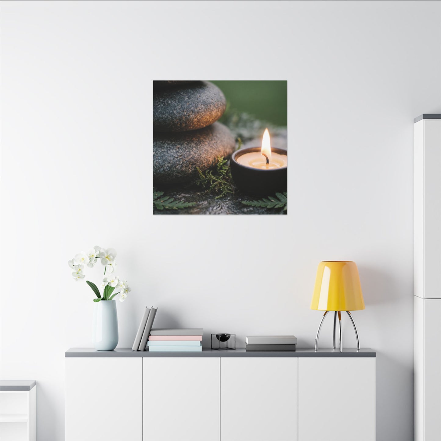 Warm River Stones Canvas Art - Japanese Pattern Japandi