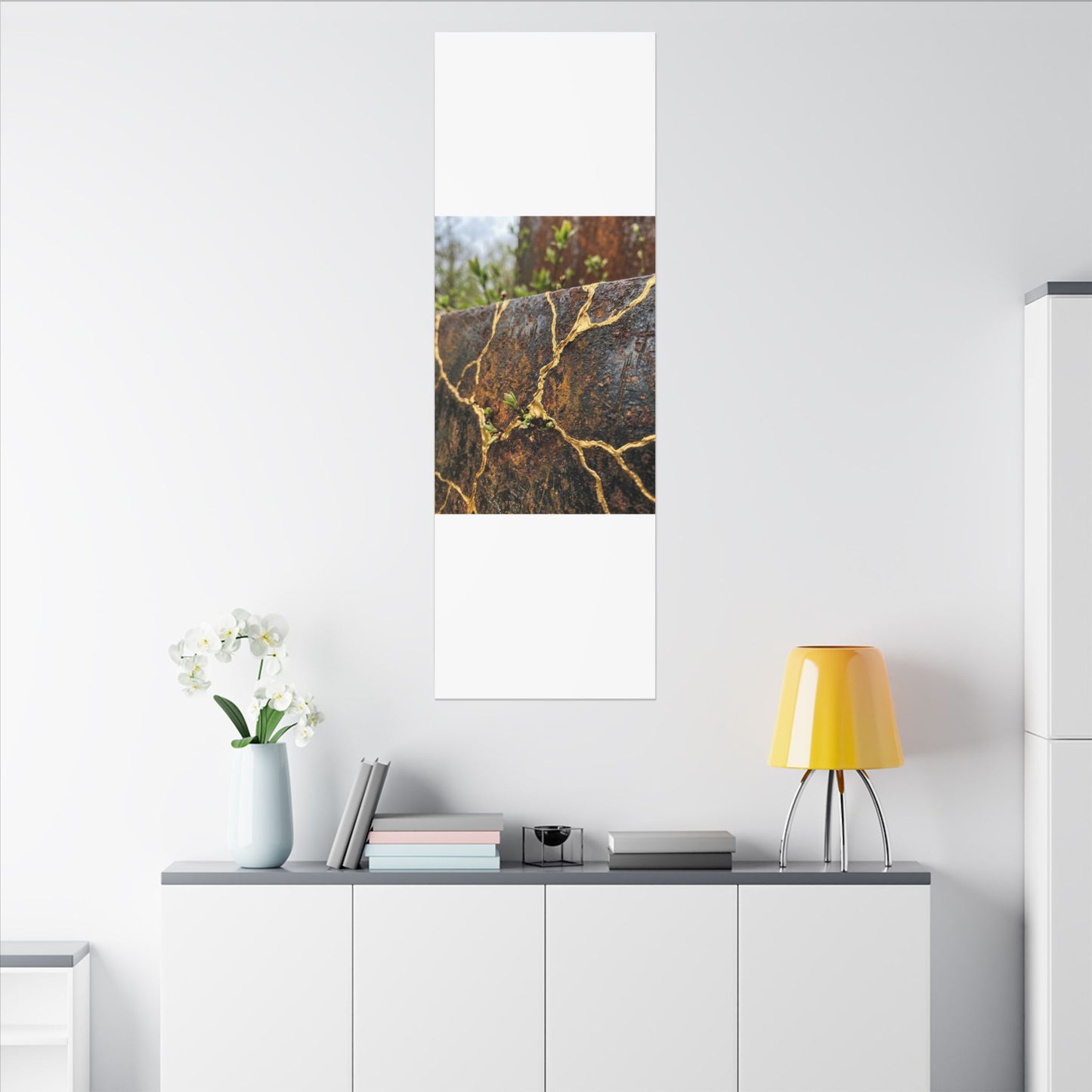 Mono No Aware Rust Patina Canvas Art - Kintsugi Gold Repair