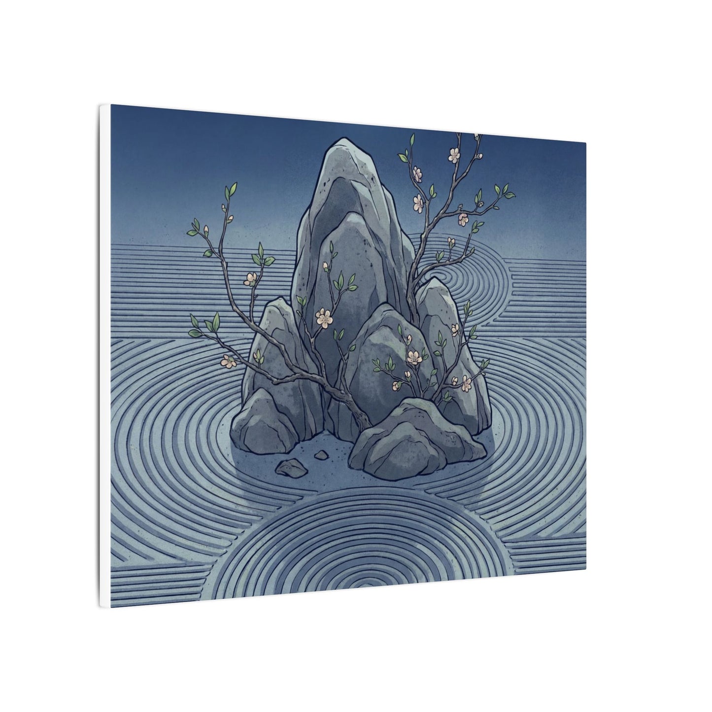 Spring Rock Garden Ukiyo E Inspired Canvas Art | Tranquil Decor