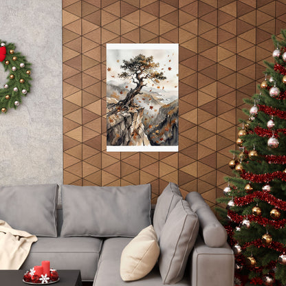 Pine Tree Watercolor Wall Art Print | Earthy Japandi Art