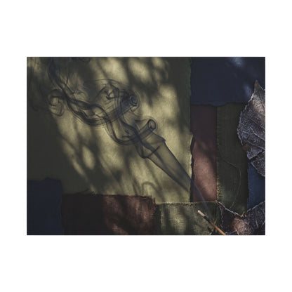 Ma Incense Smoke Canvas Art - Dark Japandi Dark Texture