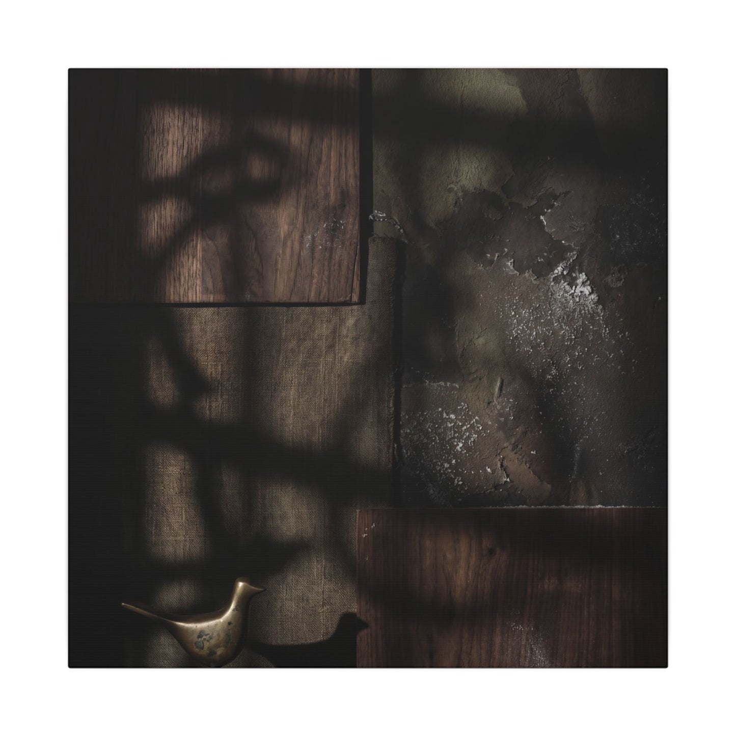 Dark Japandi Shadow Play in Candlelight | Dark Texture Canvas Art