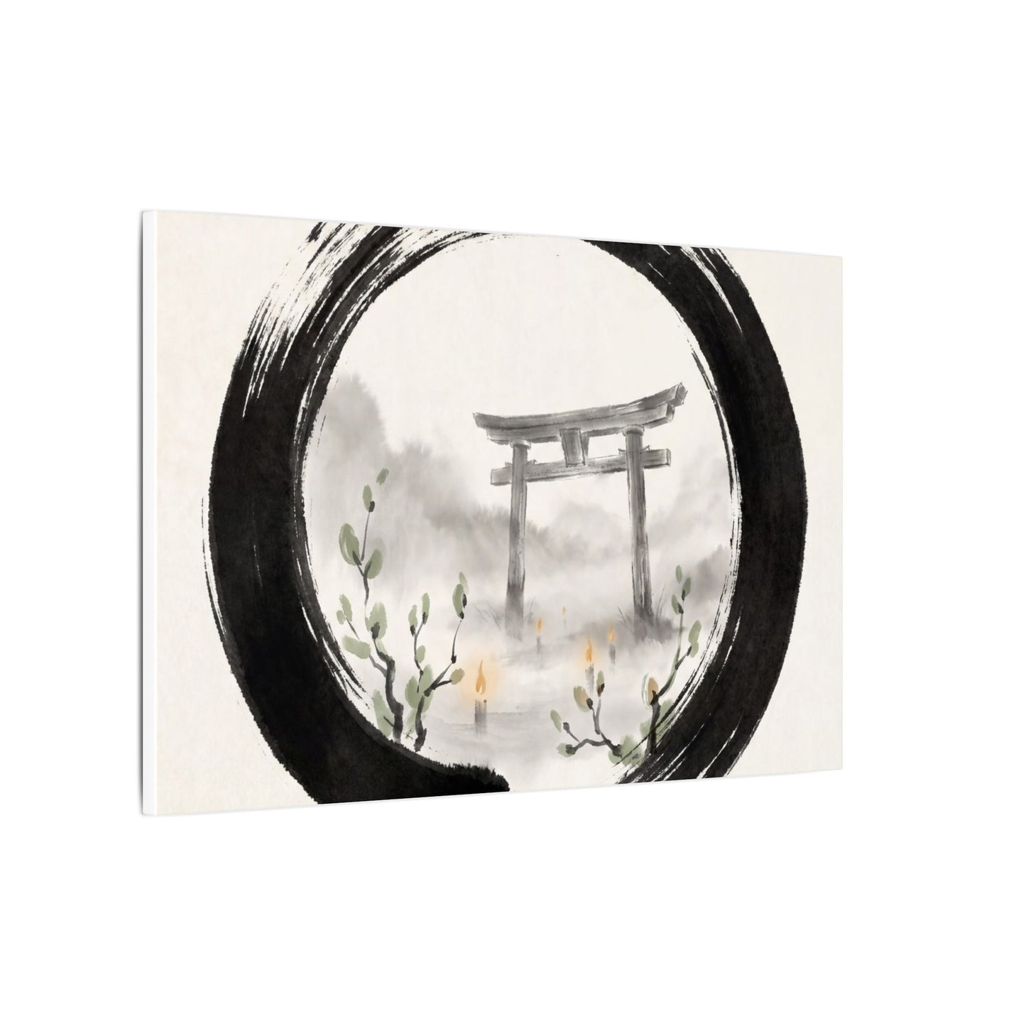 Spring Torii Gate Enso Canvas Art | Tranquil Decor