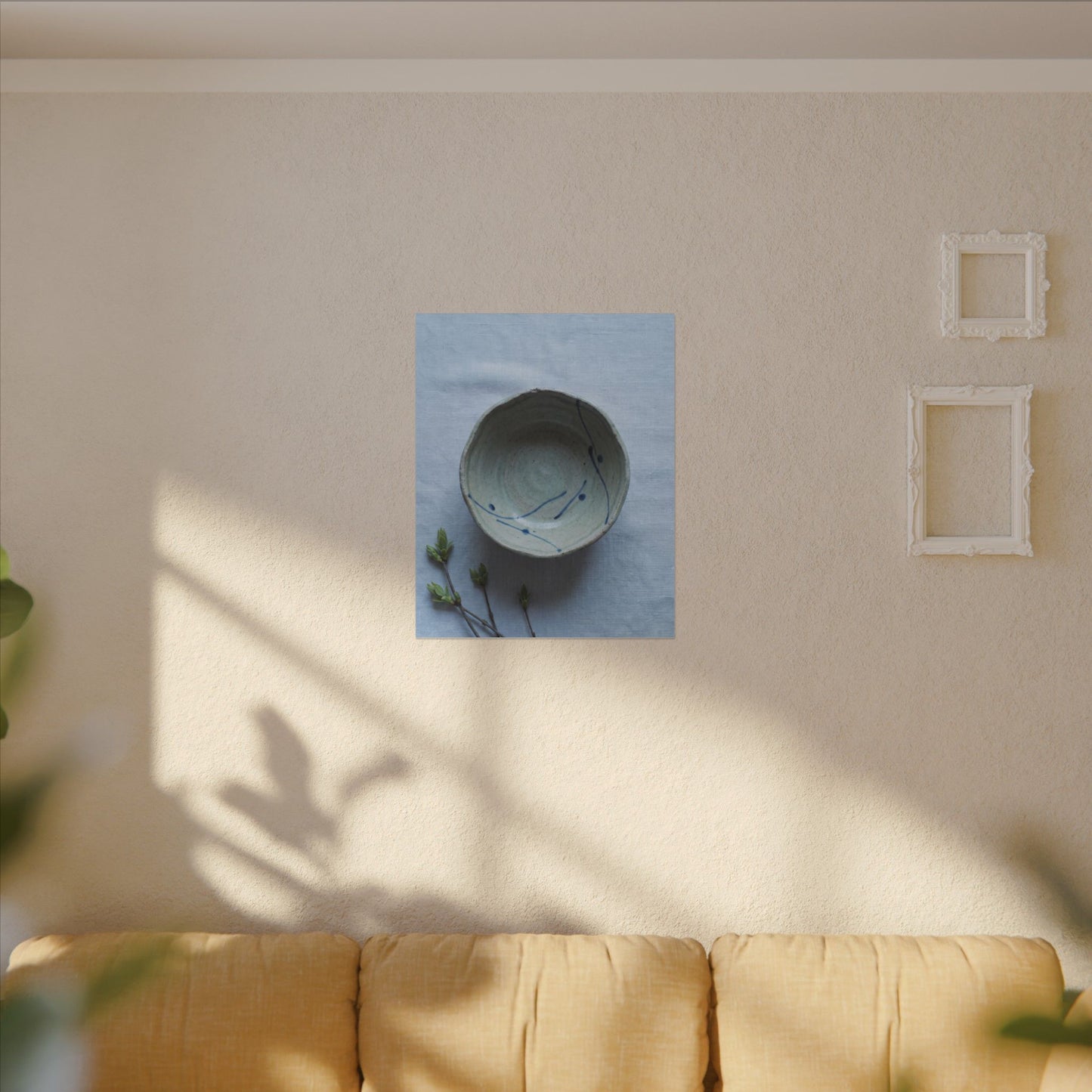 Spring Ceramic Bowl Minimal Line Canvas Art | Warm Decor