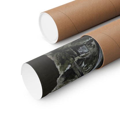 Moody Moonlit Garden Wall Art Print - Dark Texture Dark Japandi