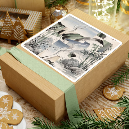 Winter Incense Smoke Sumi E Sticker | Peaceful Decor
