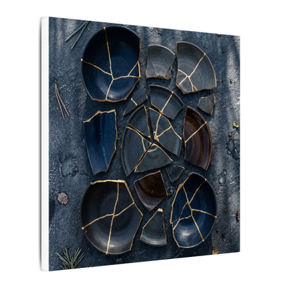 Dark Japandi Broken Pottery in Dappled | Shadow Zen Canvas Art