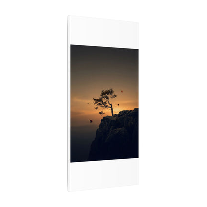 Dark Japandi Pine Tree in Golden Hour | Moody Minimal Canvas Art
