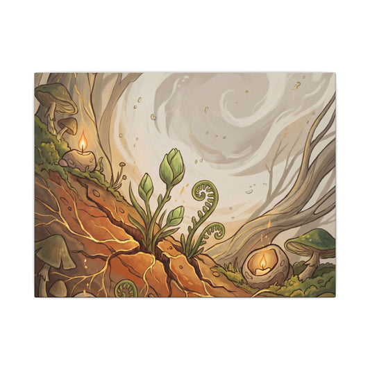 Cracked Earth Canvas Art | Spring Cottagecore Forest Whimsy Art