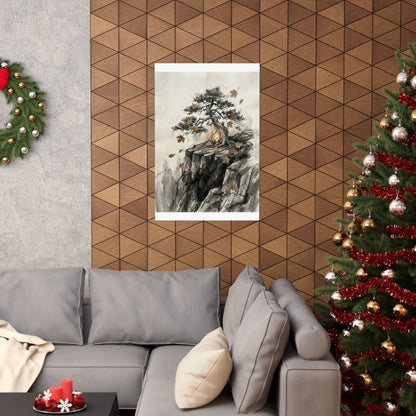 Pine Tree Autumn Wall Art Print | Japandi Elegant Design