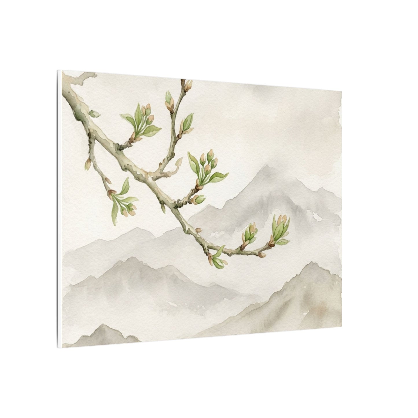Spring Mountain Mist Watercolor Canvas Art | Cozy Decor