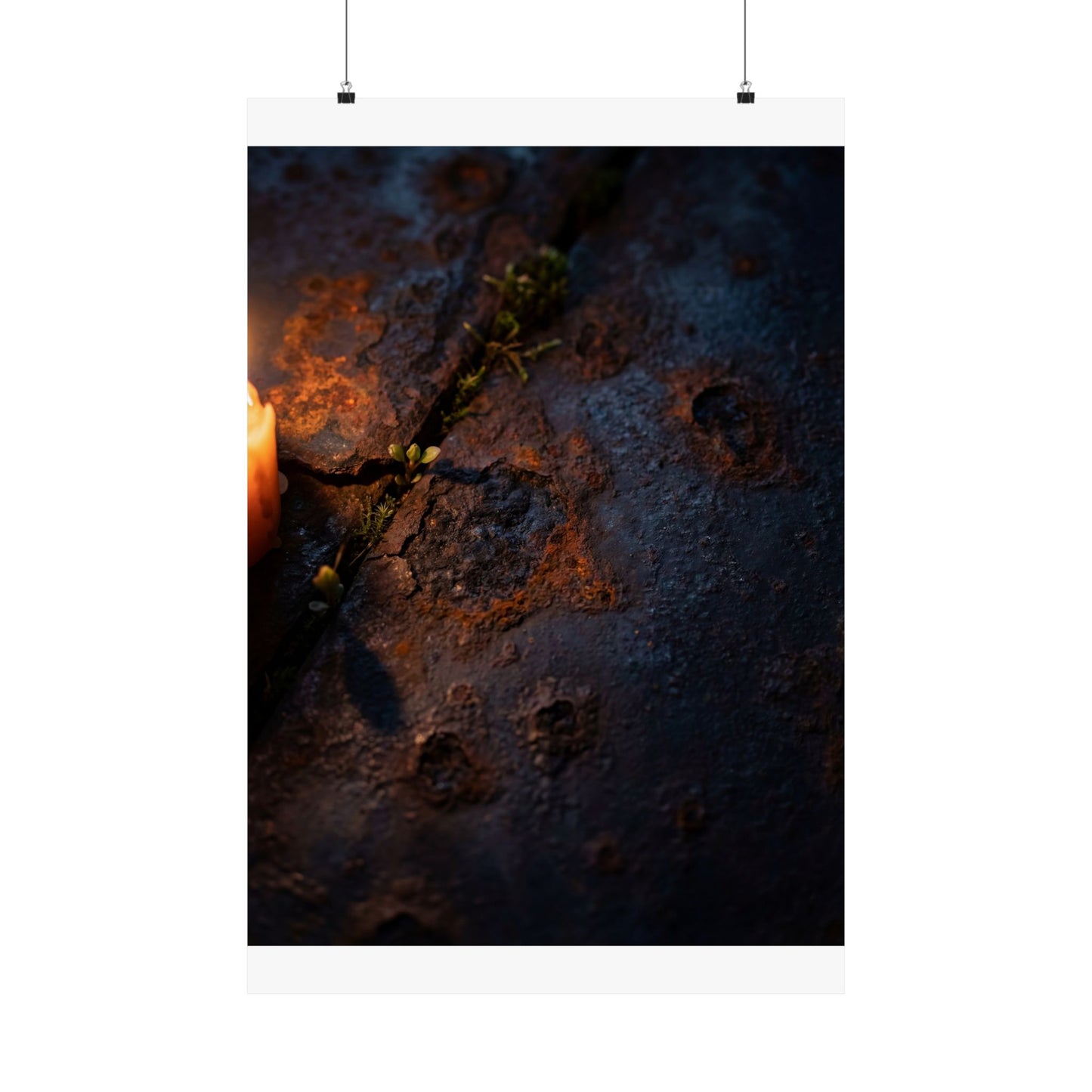 Dark Japandi Rust Patina in Candlelight | Charcoal Ink Wall Art Print Art Print