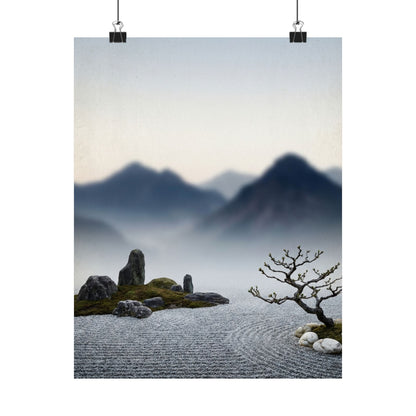 Dawn Mountain Mist Wall Art Print - Zen Shibui Art Print