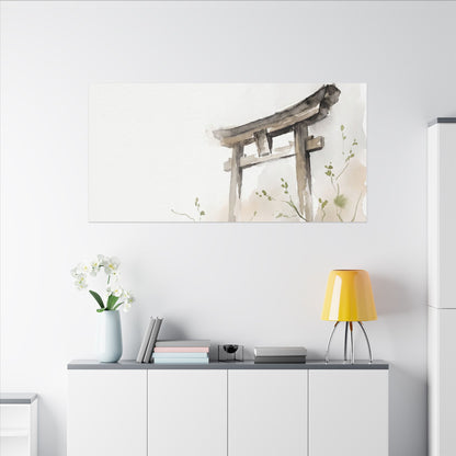 Fukinsei Torii Gate Canvas Art - Japandi Watercolor