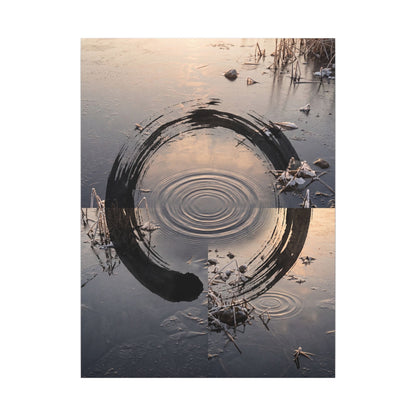 Winter Water Ripple Enso Canvas Art | Tranquil Decor
