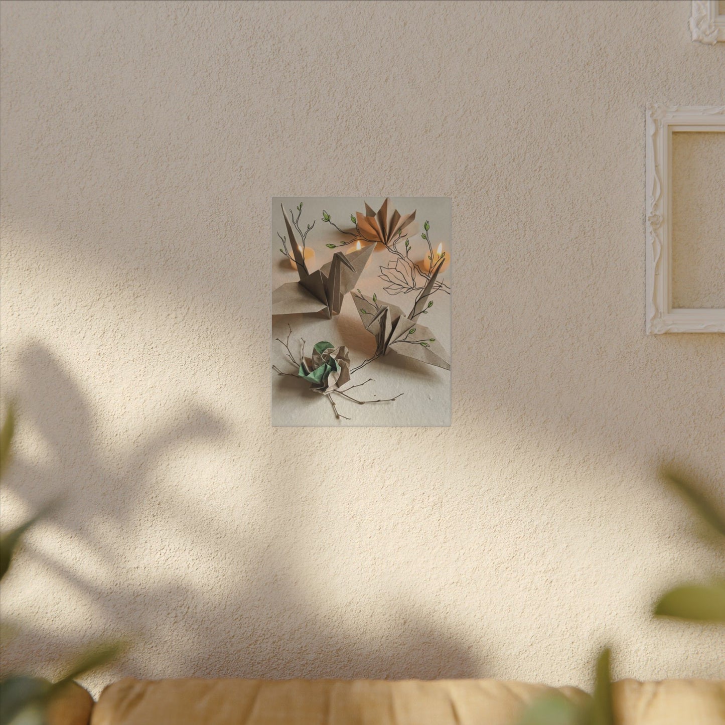 Paper Fold Spring Canvas Art | Japandi Earthy Design Art Print