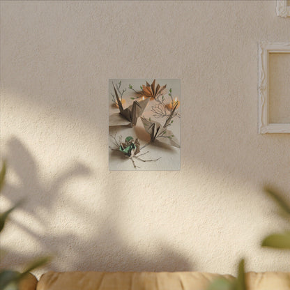 Paper Fold Spring Canvas Art | Japandi Earthy Design Art Print
