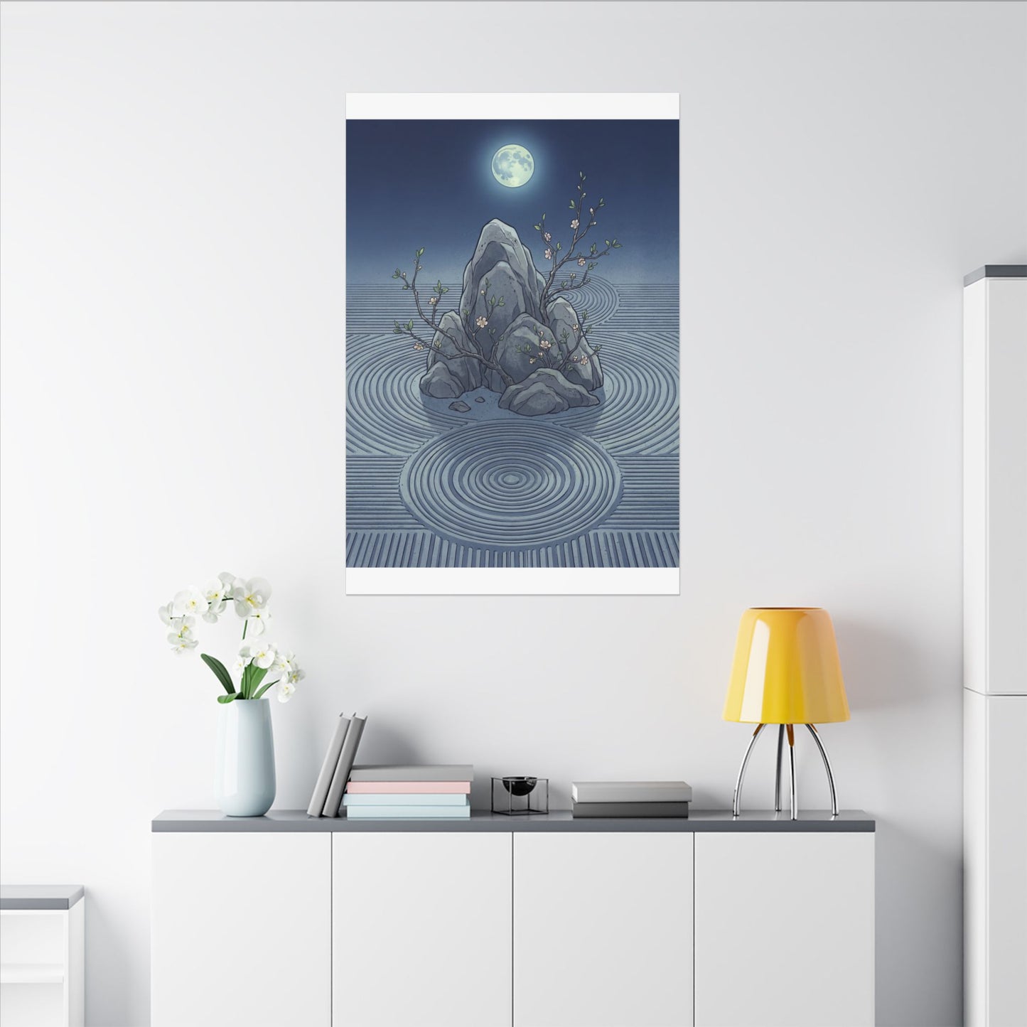 Spring Rock Garden Ukiyo E Inspired Canvas Art | Tranquil Decor