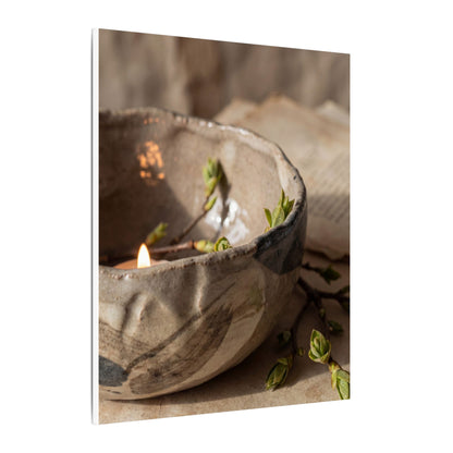 Candlelight Ceramic Bowl Canvas Art - Japandi Ma