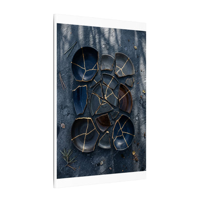 Dark Japandi Broken Pottery in Dappled | Shadow Zen Canvas Art