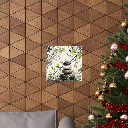 River Stones Spring Wall Art Print | Japandi Warm Design