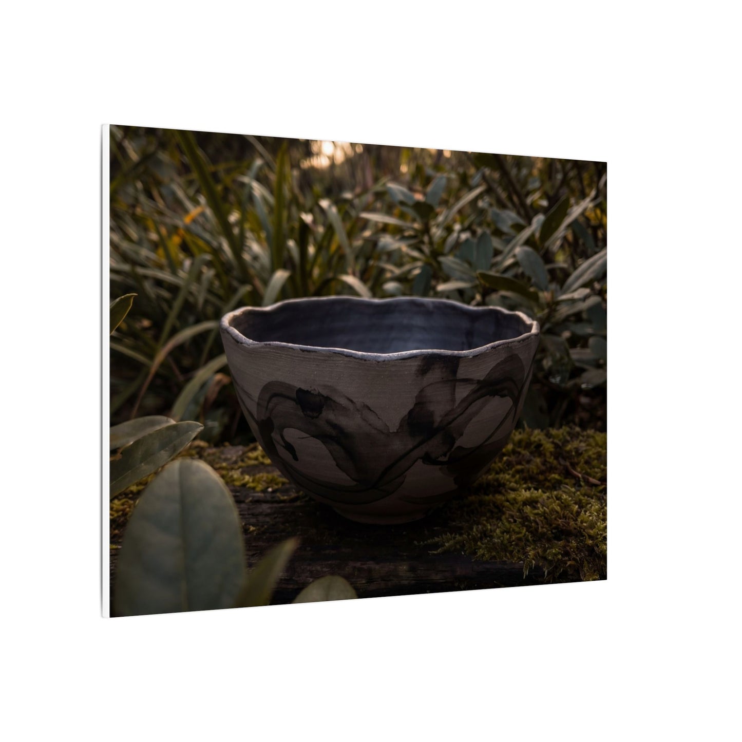 Ceramic Bowl Canvas Art | Summer Dark Japandi Charcoal Ink Art