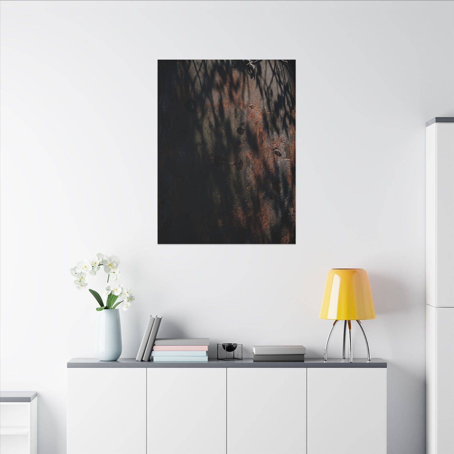 Rust Patina Shadow Zen Canvas Art | Luxurious Dark Japandi Art