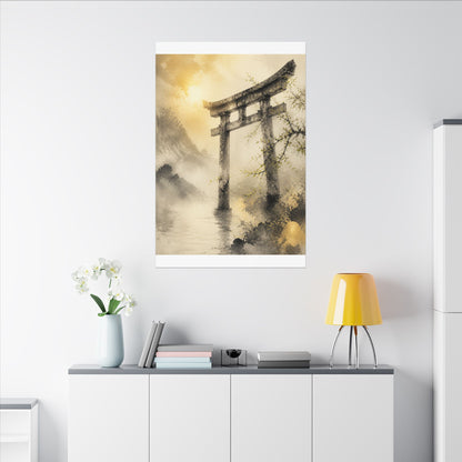 Spring Torii Gate Sumi E Canvas Art | Tranquil Decor